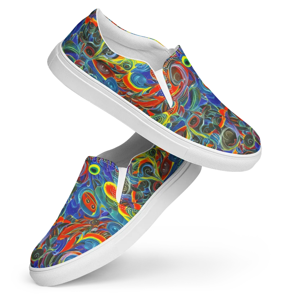 Neon Gyre on Women's Slip-On Canvas Shoes — Front