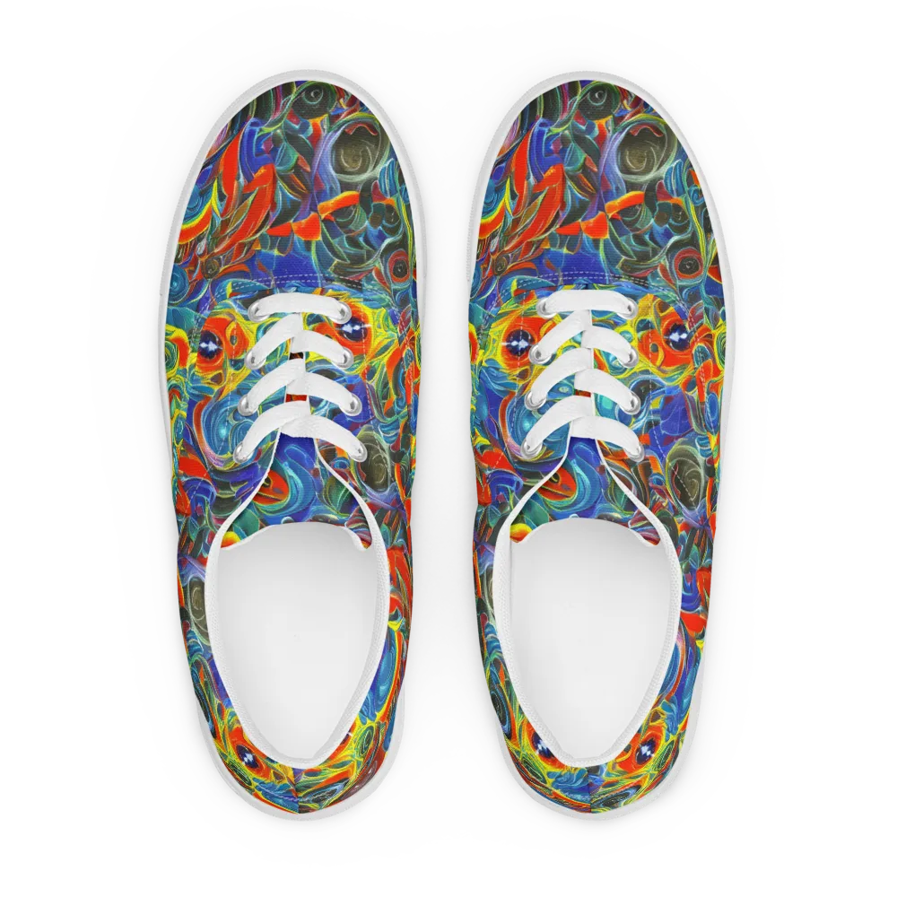 Neon Gyre on Men's Lace-Up Canvas Shoes — Front