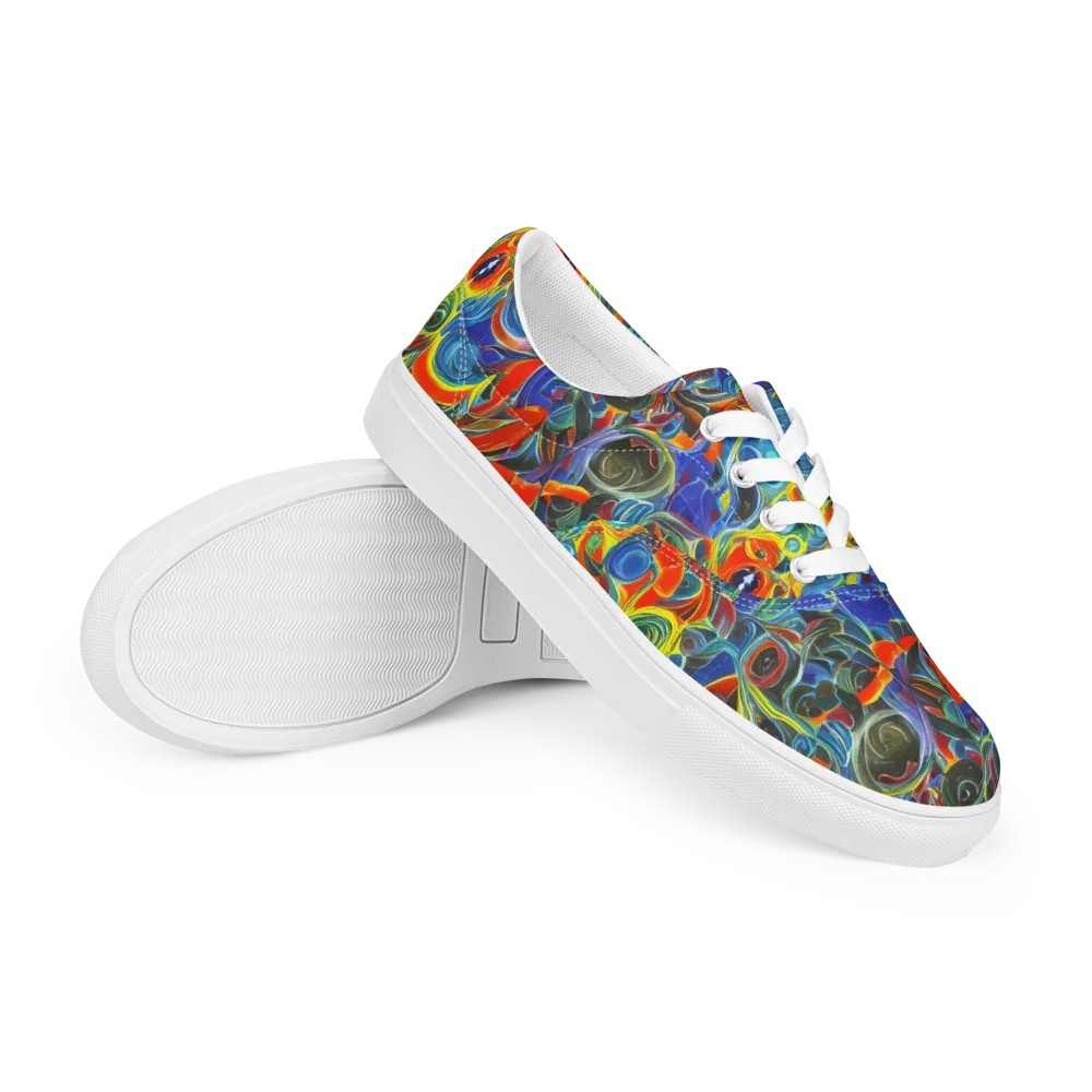 Neon Gyre on Men's Lace-Up Canvas Shoes — Right Front