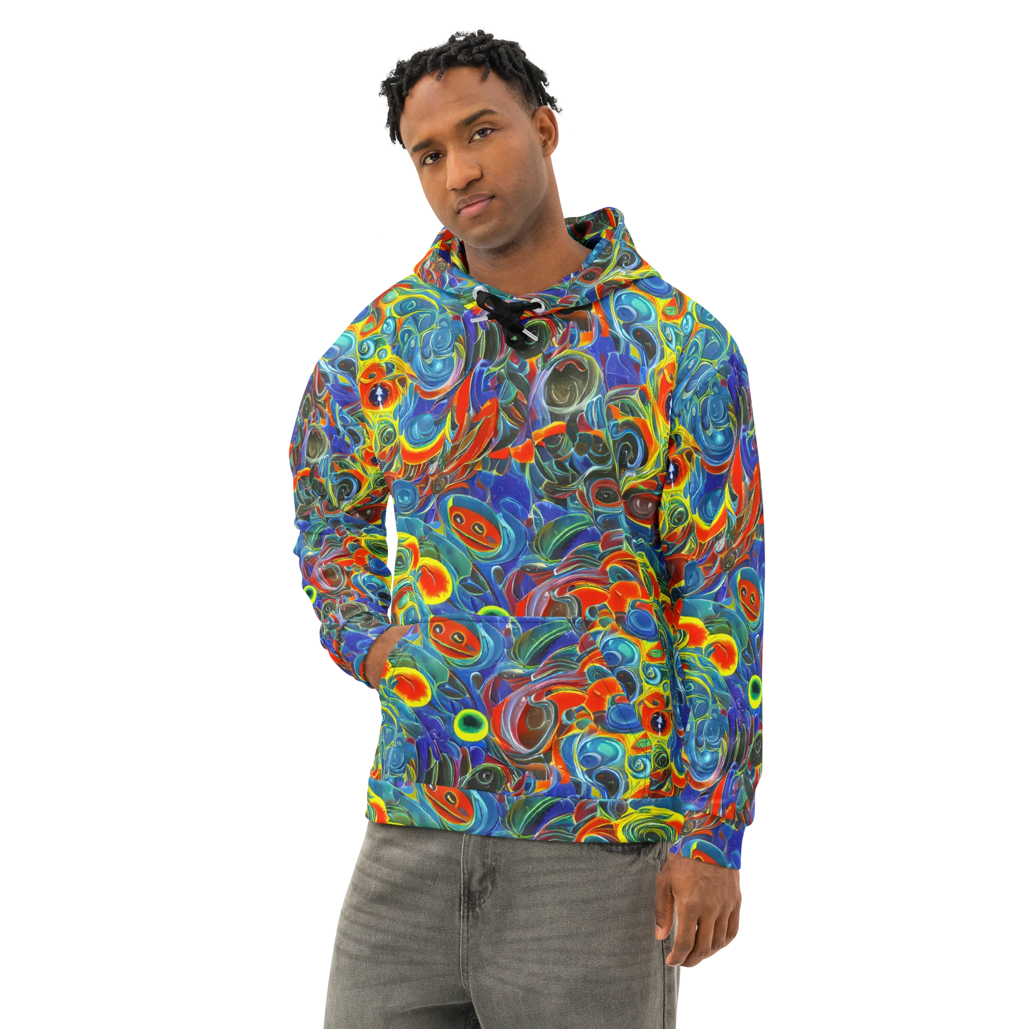 Neon Gyre on Cotton Hoodie — Left Front
