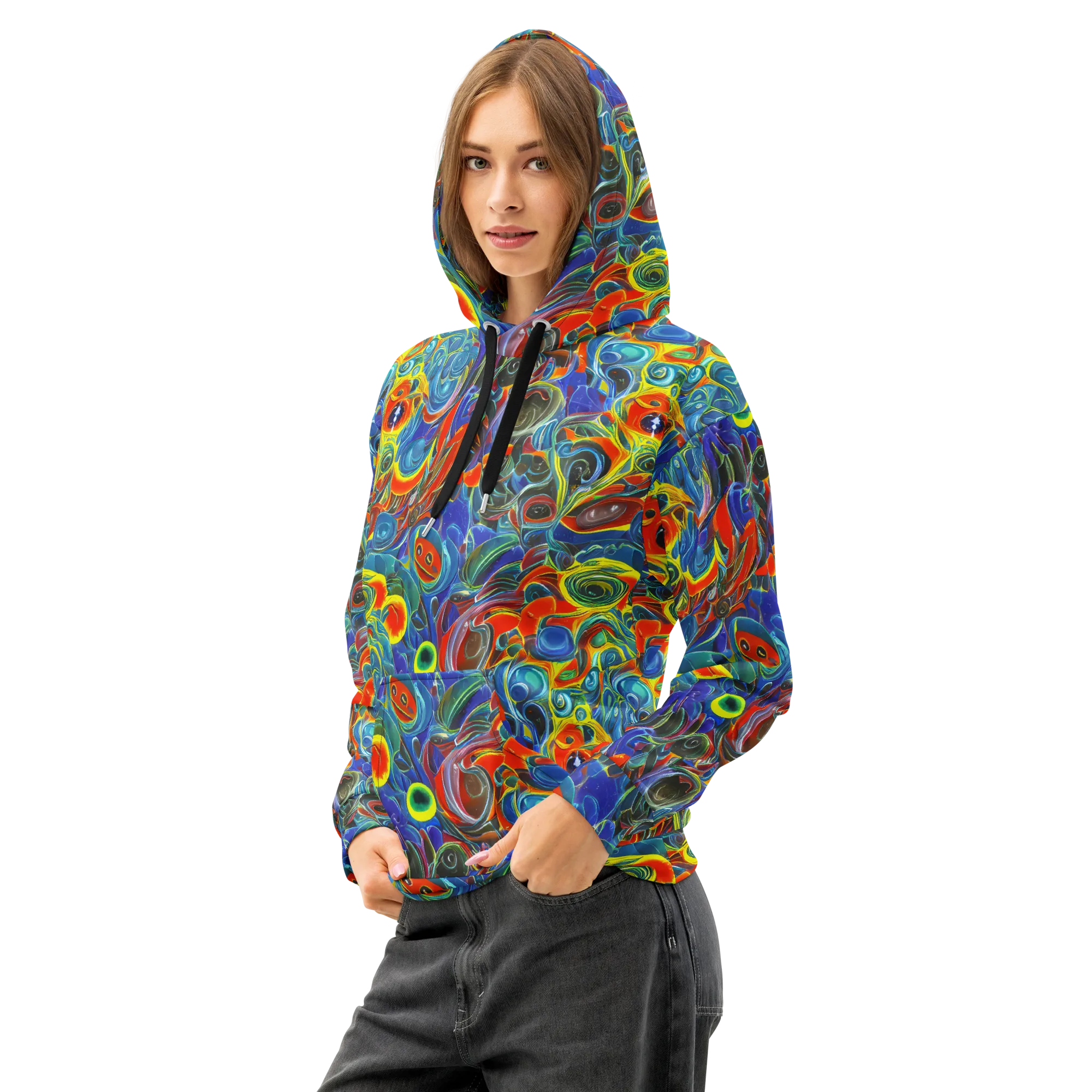 Neon Gyre on Cotton Hoodie — Left Front