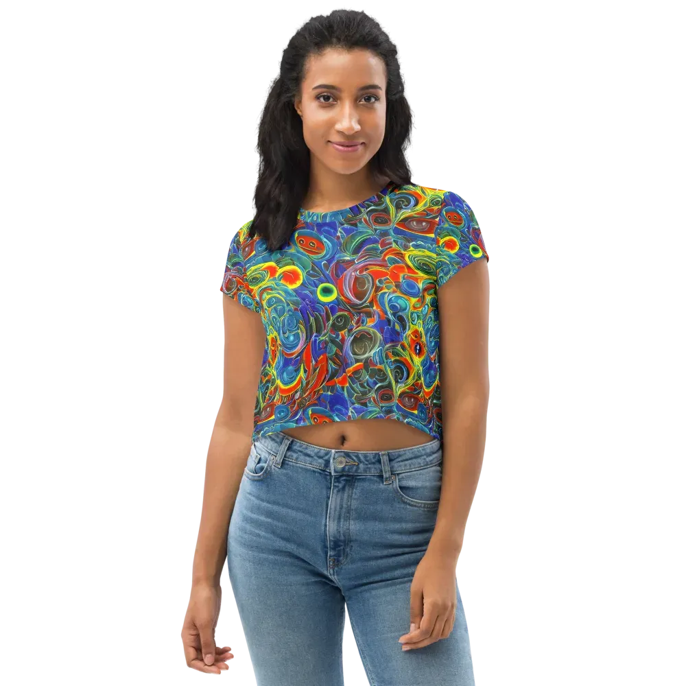 Neon Gyre on Crop Tee — Front