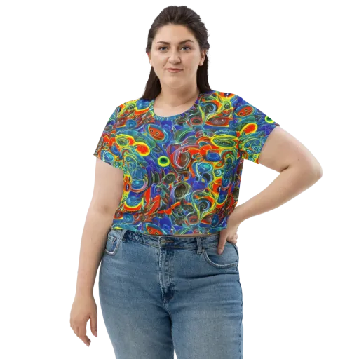 Neon Gyre on a Crop Tee