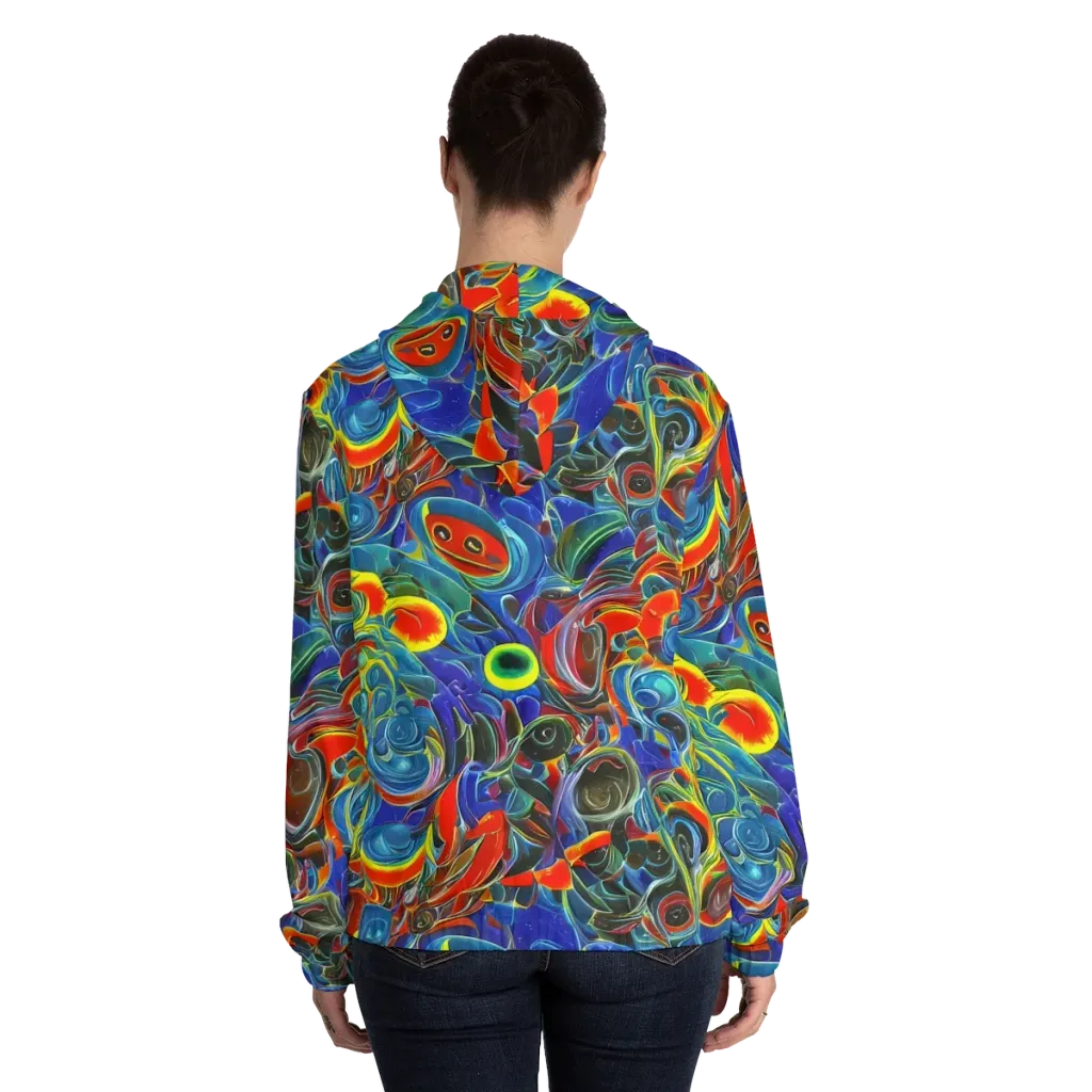 Neon Gyre on Women's Full-Zip Hoodie — Back On Person