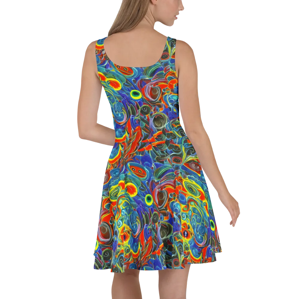 Neon Gyre on Skater Dress — Back