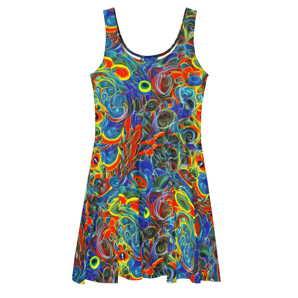 Neon Gyre on Skater Dress — Front
