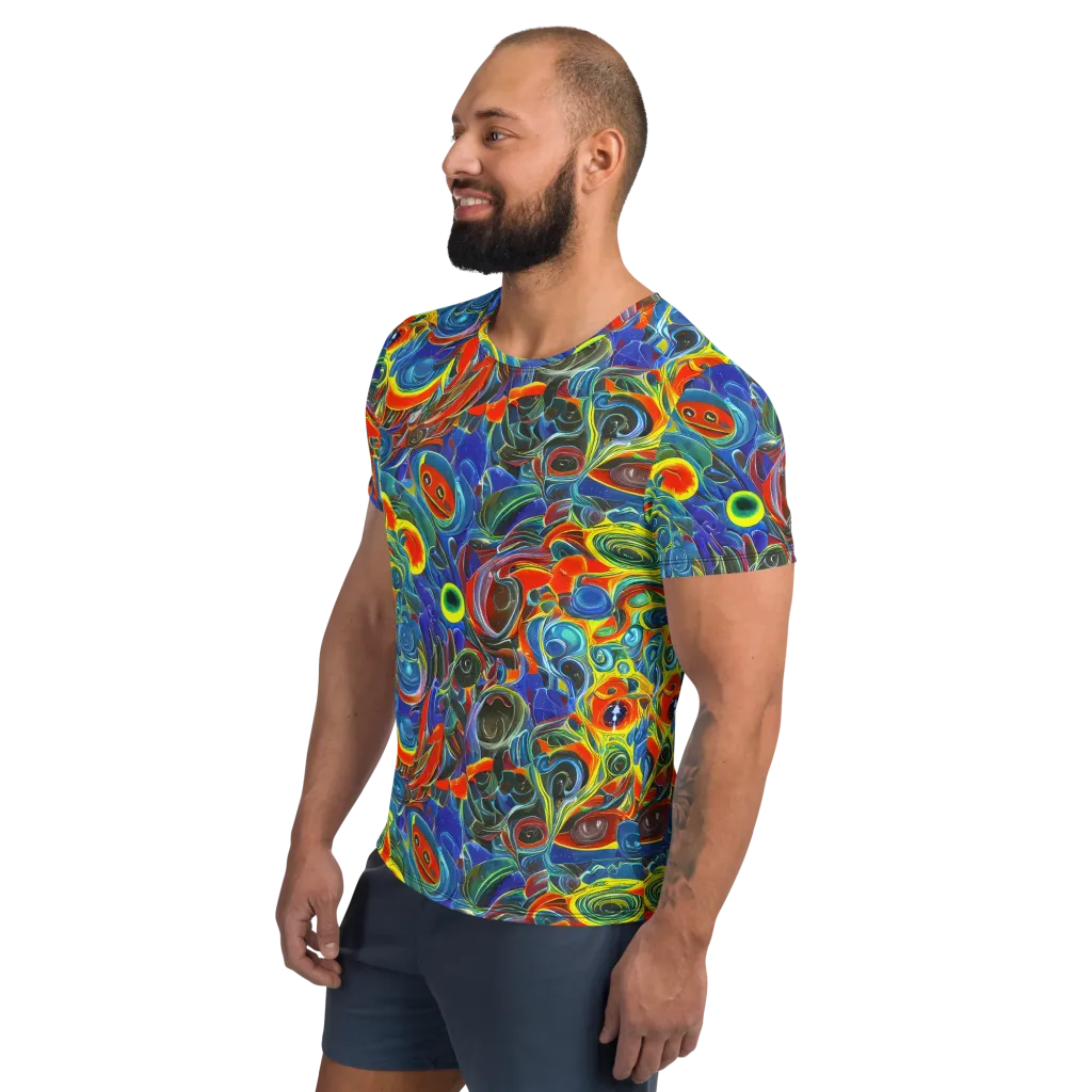Neon Gyre on Men's Athletic T-Shirt — Left