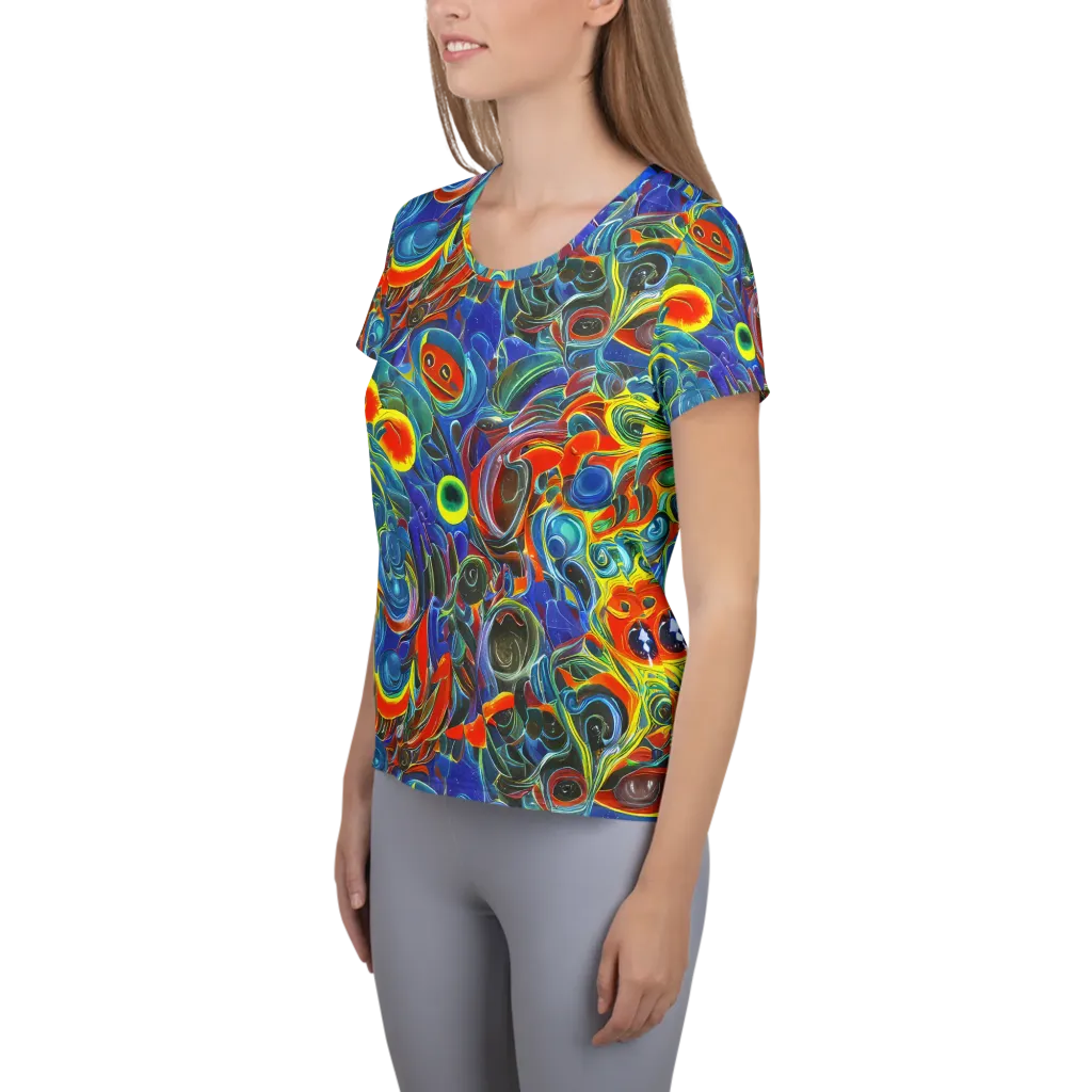 Neon Gyre on Women's Athletic T-Shirt — Left