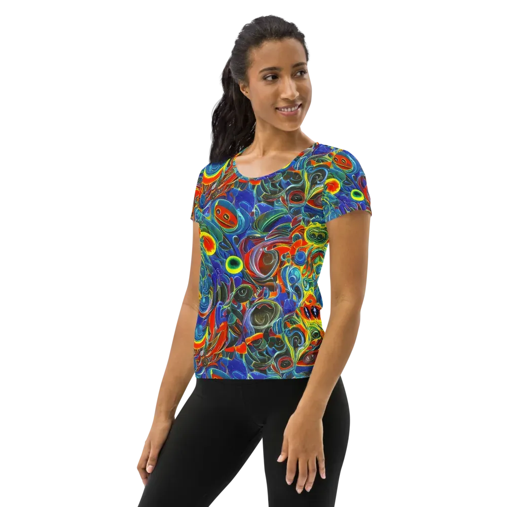 Neon Gyre on Women's Athletic T-Shirt — Left