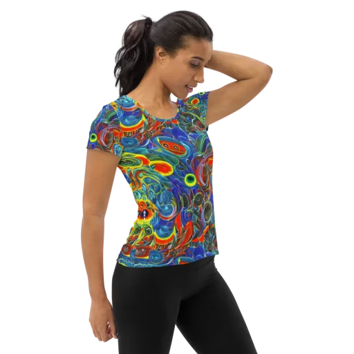 Neon Gyre on a Women's Athletic T-Shirt