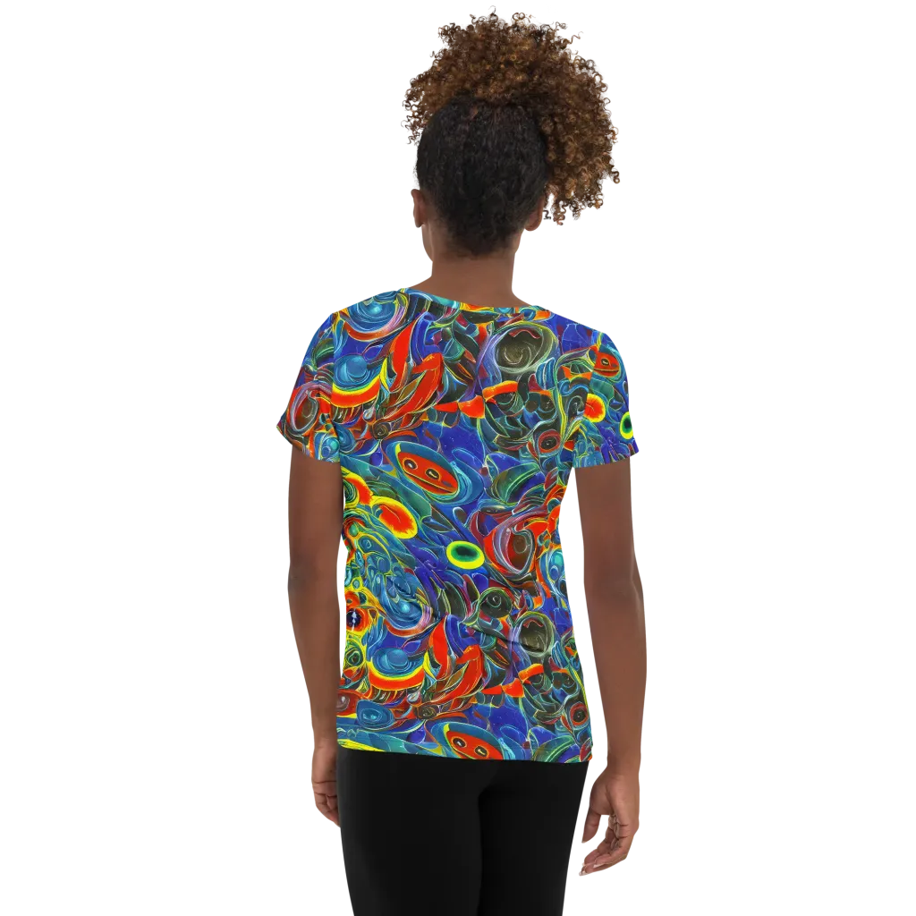 Neon Gyre on Women's Athletic T-Shirt — Back