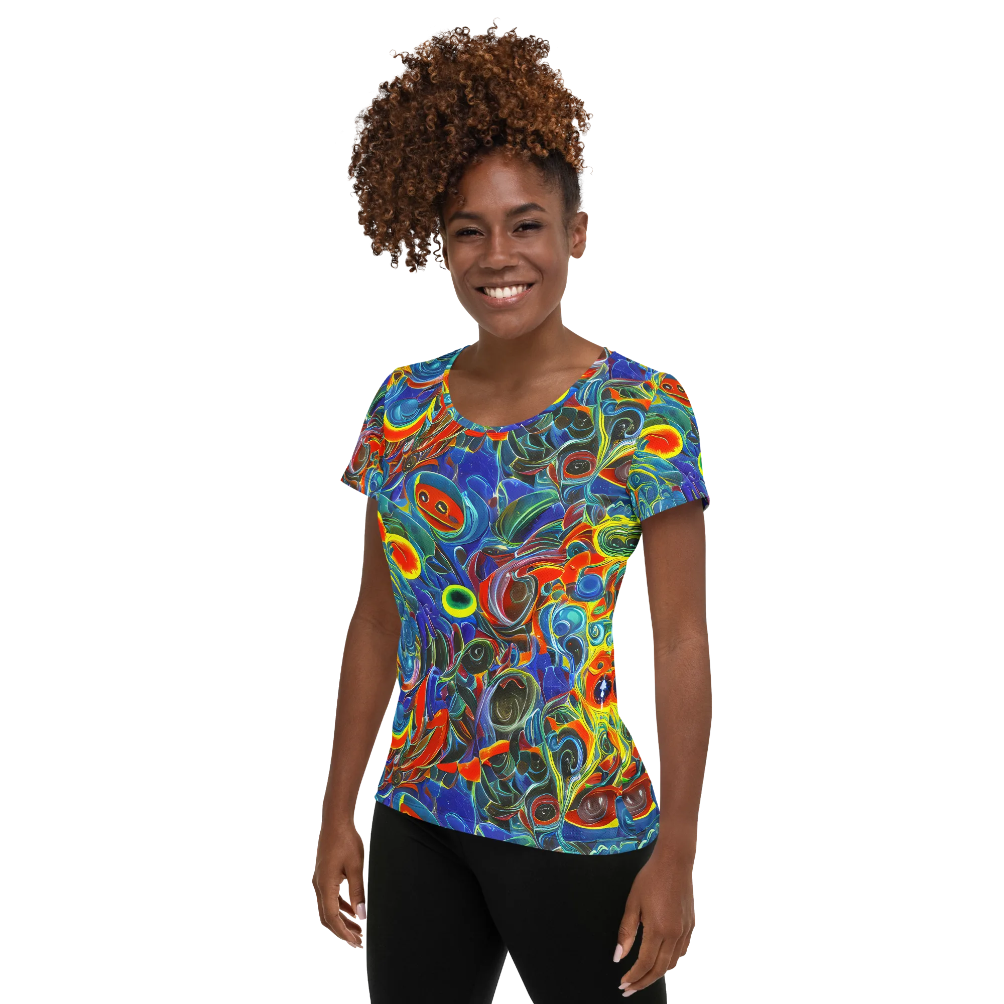Neon Gyre on Women's Athletic T-Shirt — Left