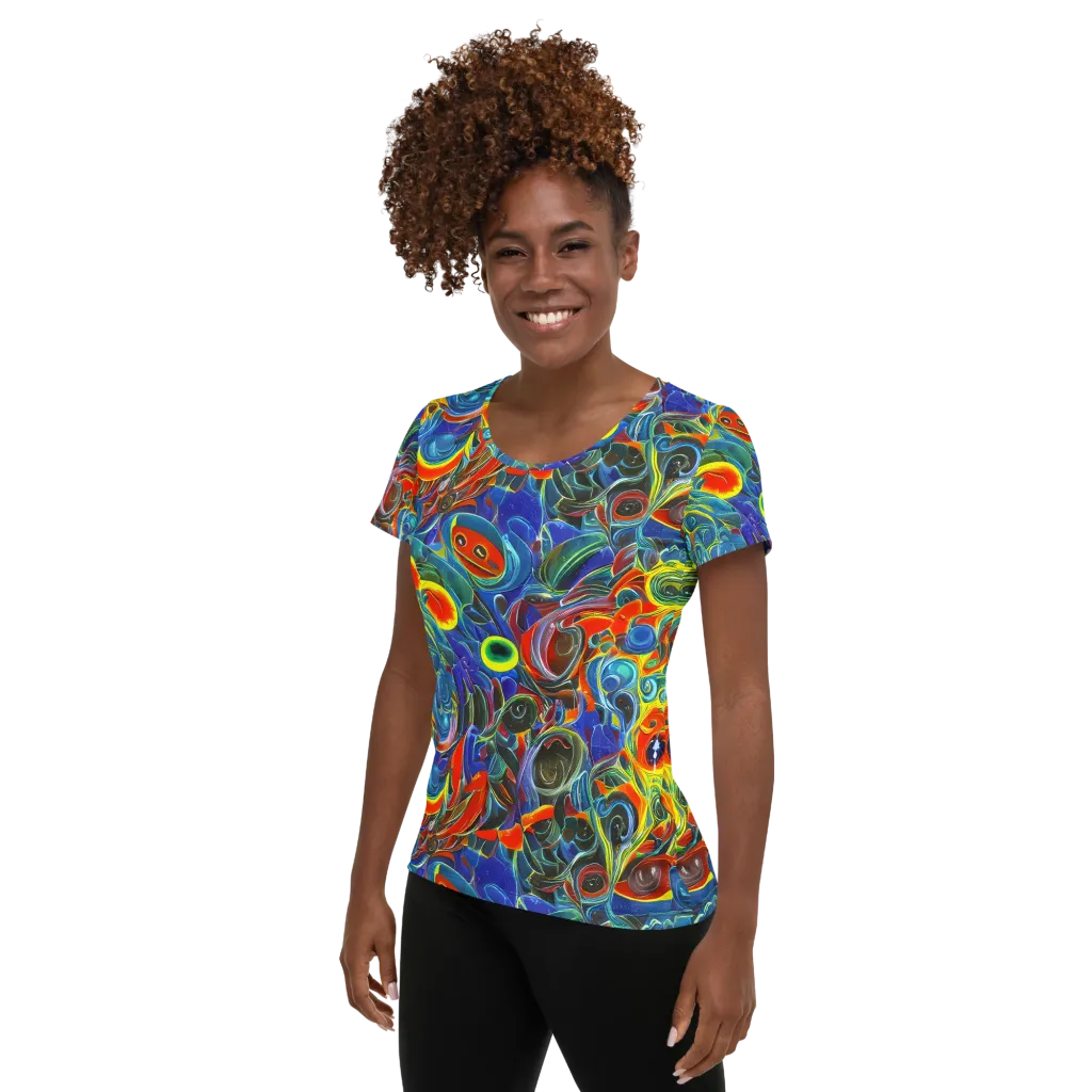 Neon Gyre on Women's Athletic T-Shirt — Left