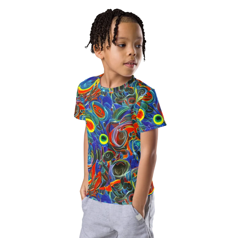 Neon Gyre on Kids Crew Neck T-Shirt — Left Front