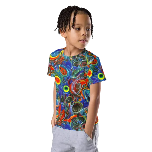 Neon Gyre on a Kids Crew Neck T-Shirt