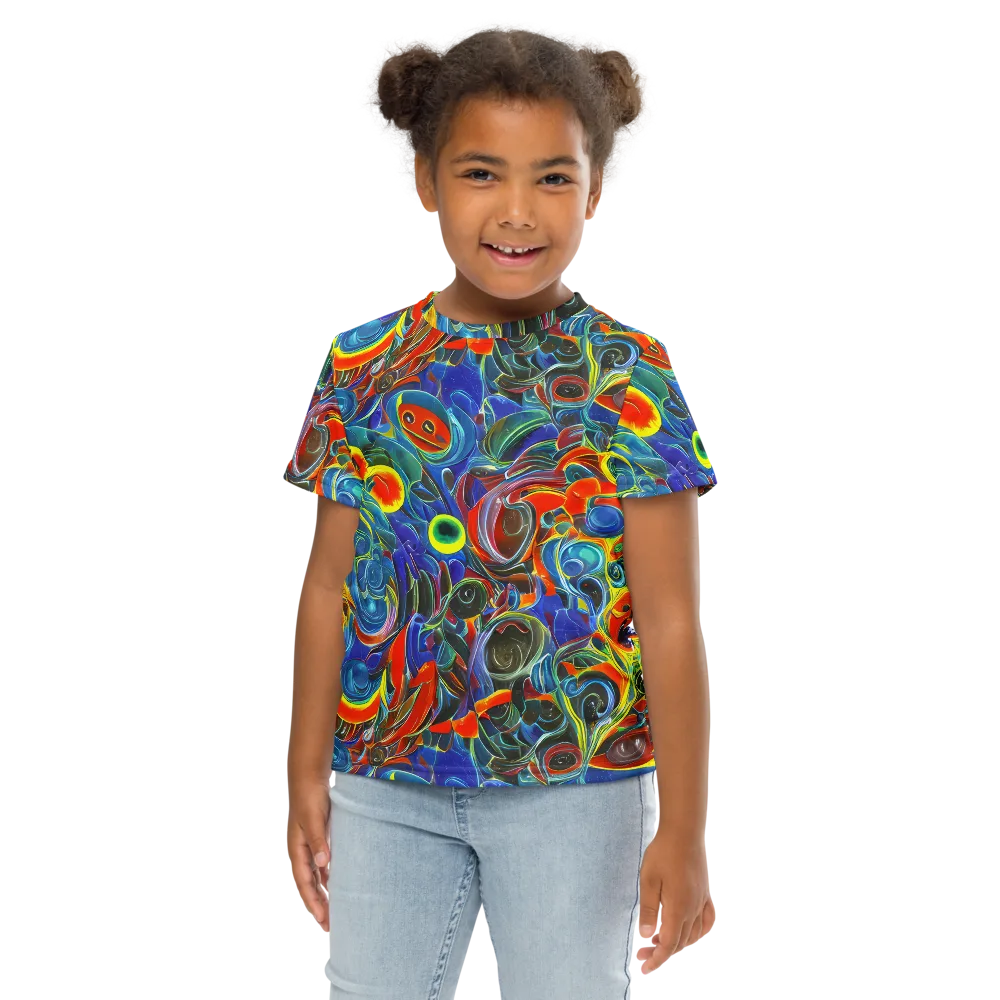 Neon Gyre on Kids Crew Neck T-Shirt — Front