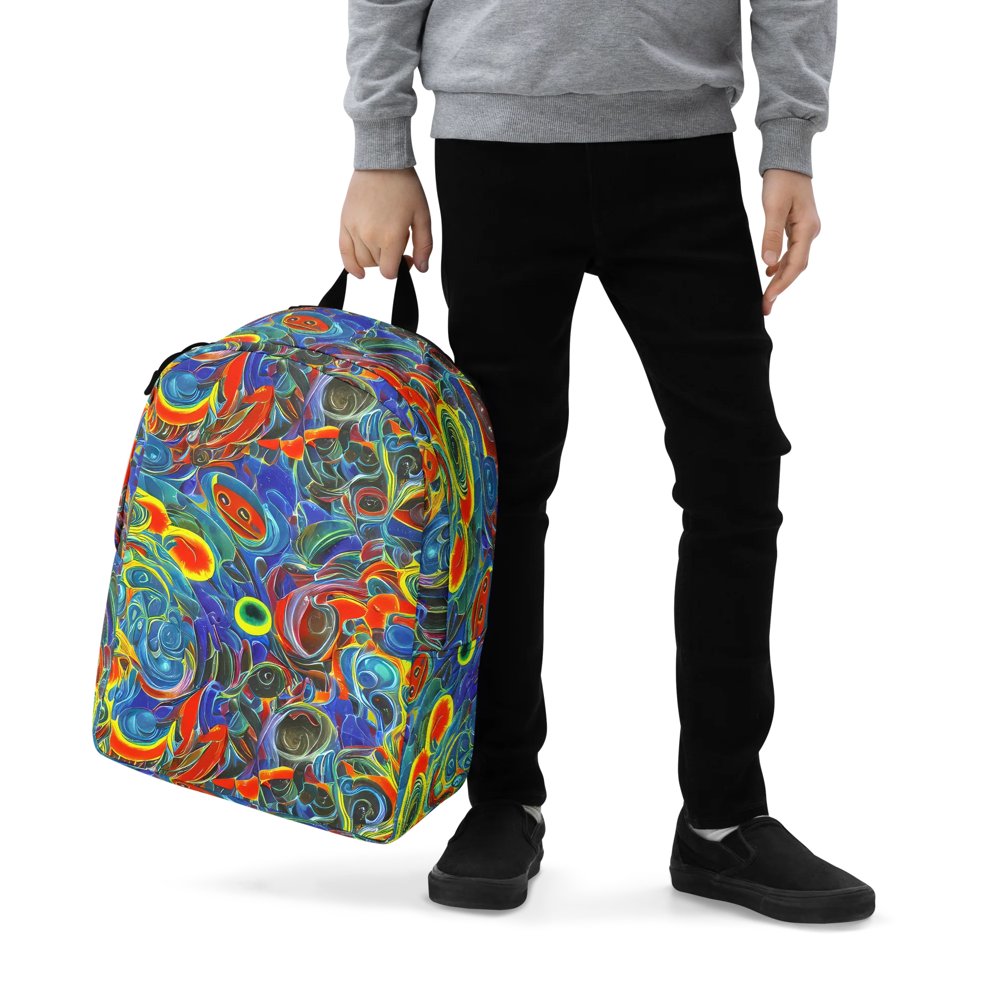 Neon Gyre on Minimalist Backpack — Zoomed-in