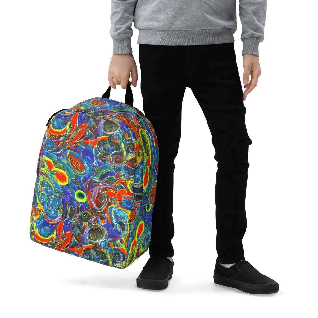 Neon Gyre on Minimalist Backpack — Zoomed-in