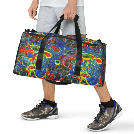 Neon Gyre on a Duffle Bag