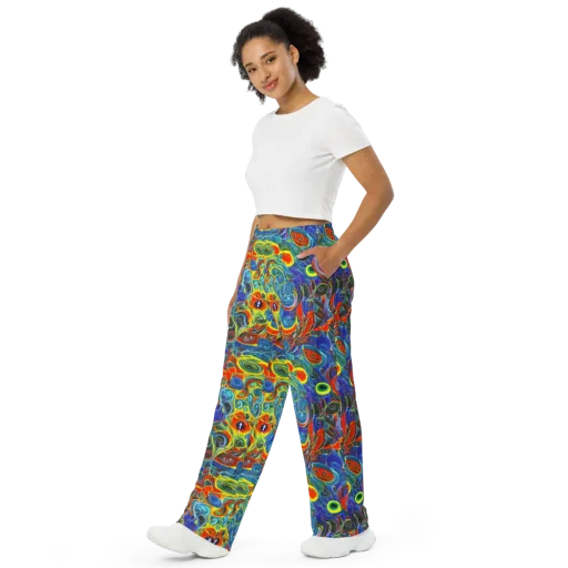 Neon Gyre on a Wide-Leg Pants