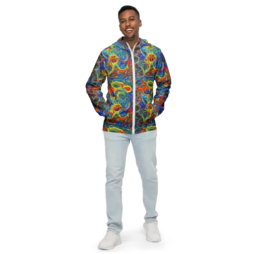 Neon Gyre on a Men's Windbreaker