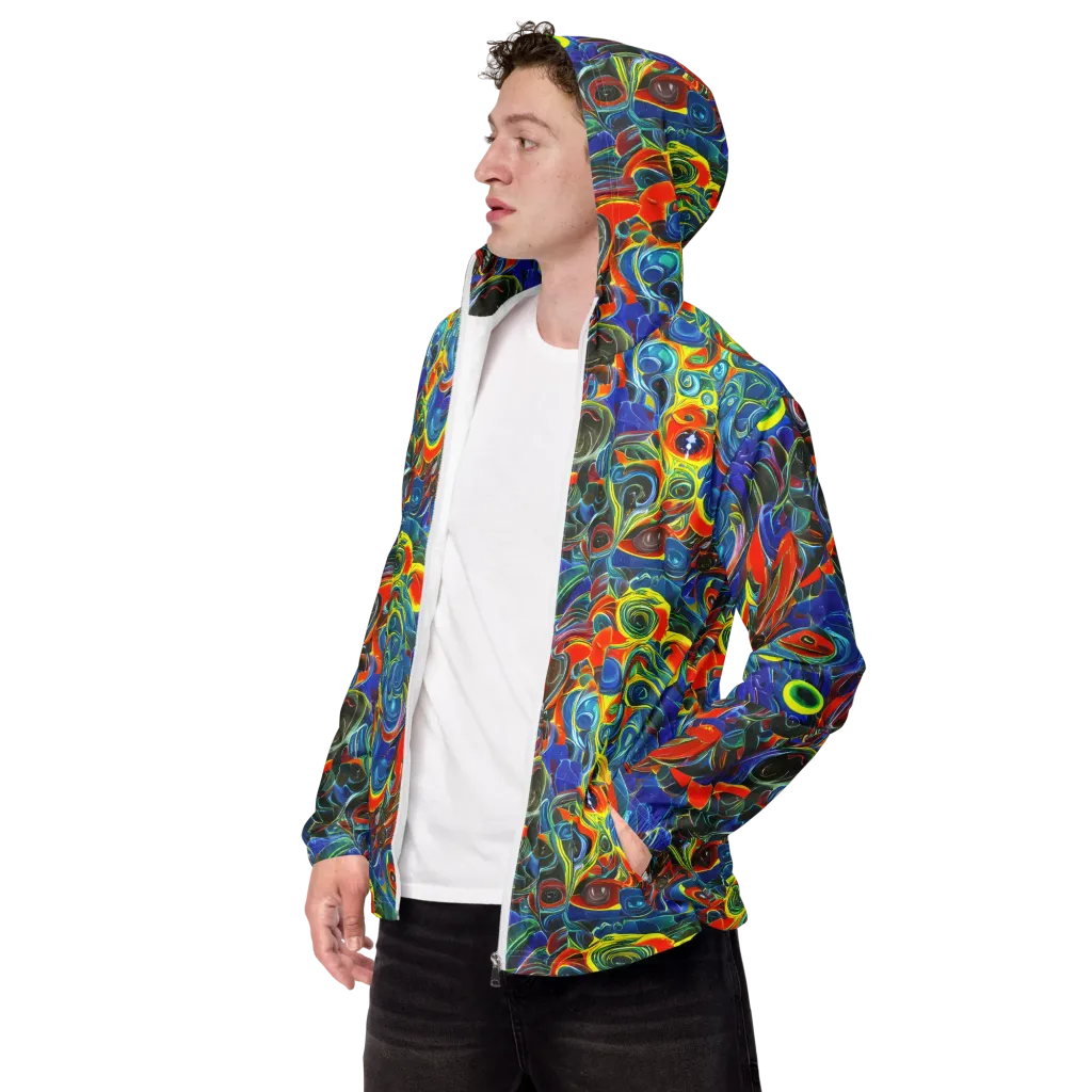 Neon Gyre on Men's Windbreaker — Left Front