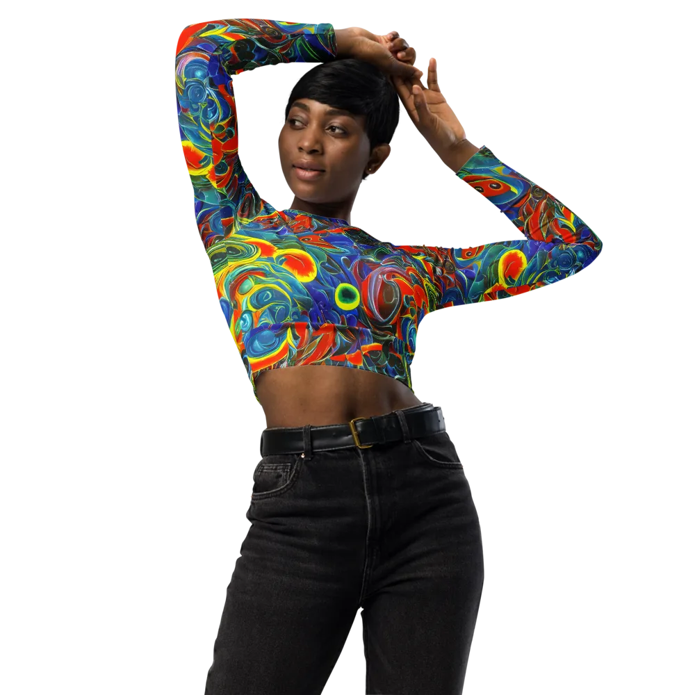 Neon Gyre on Long Sleeve Crop Top — Front