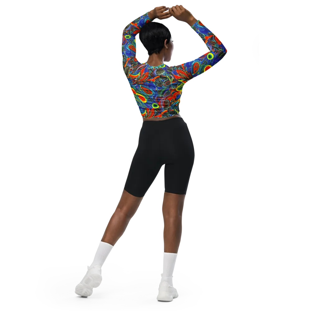 Neon Gyre on Long Sleeve Crop Top — Back