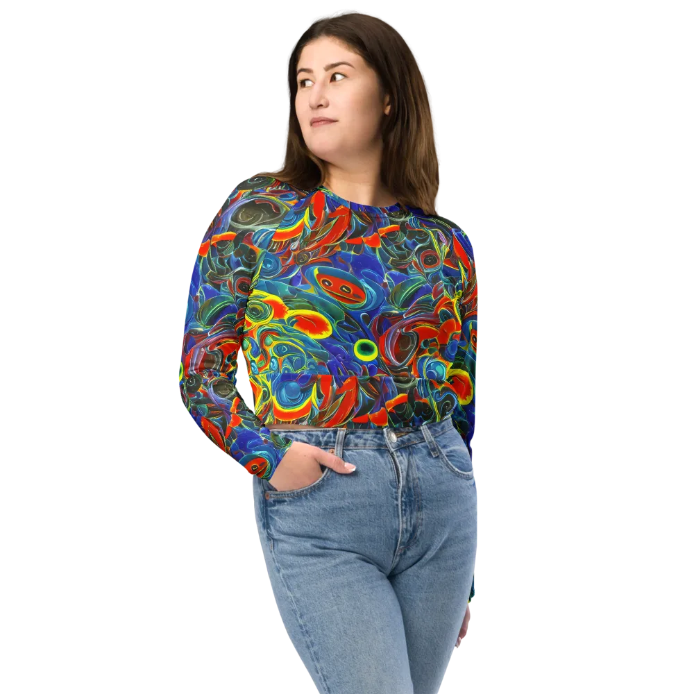 Neon Gyre on Long Sleeve Crop Top — Front