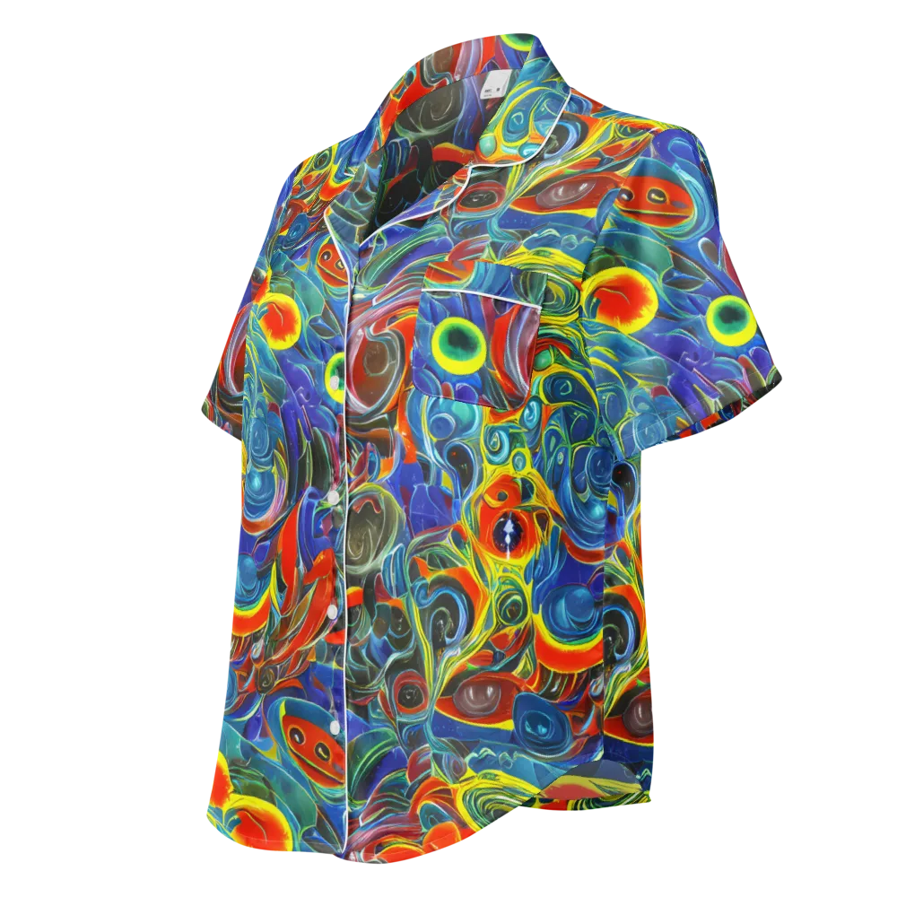Neon Gyre on Women's Short Sleeve Pajama Top — Left Front