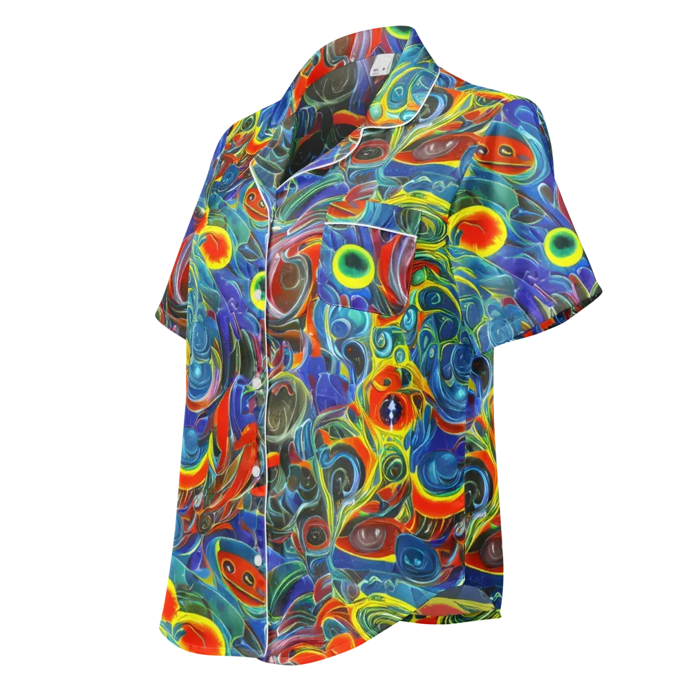 Neon Gyre on Women's Short Sleeve Pajama Top — Left Front