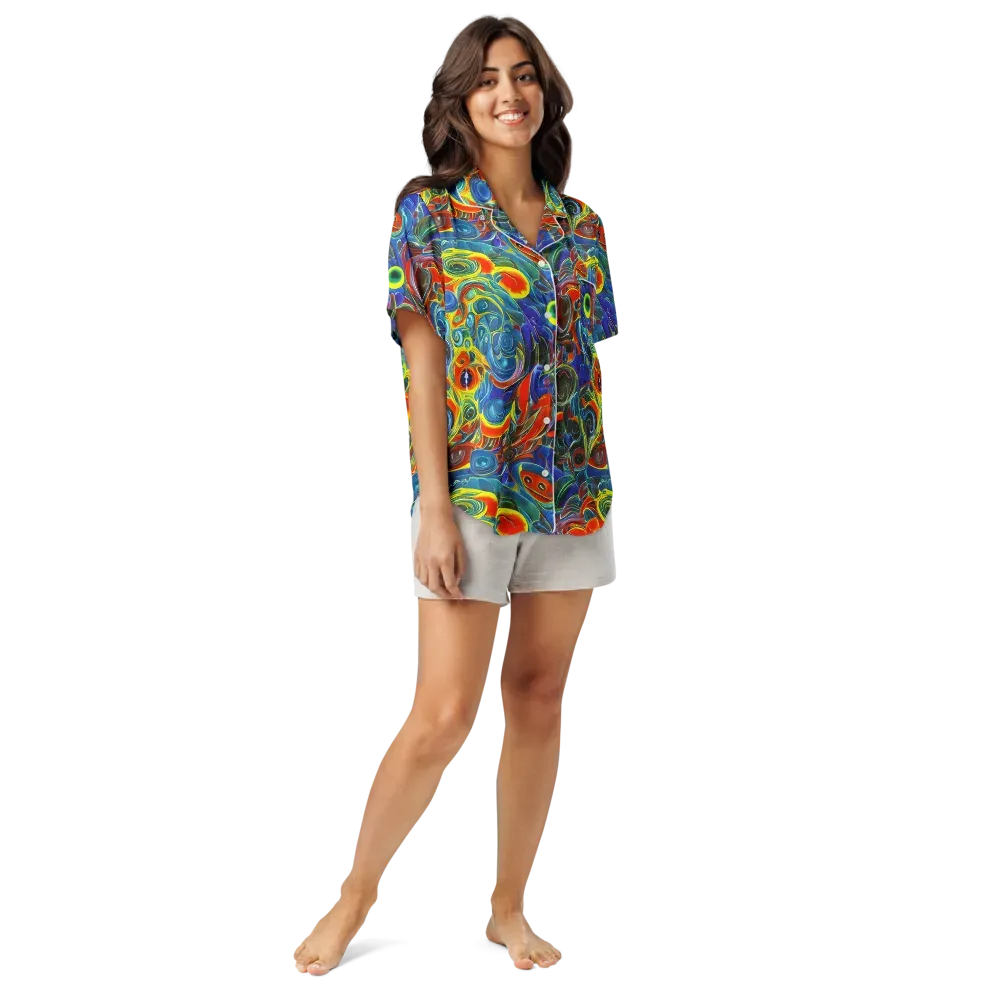 Neon Gyre on Women's Short Sleeve Pajama Top — Front