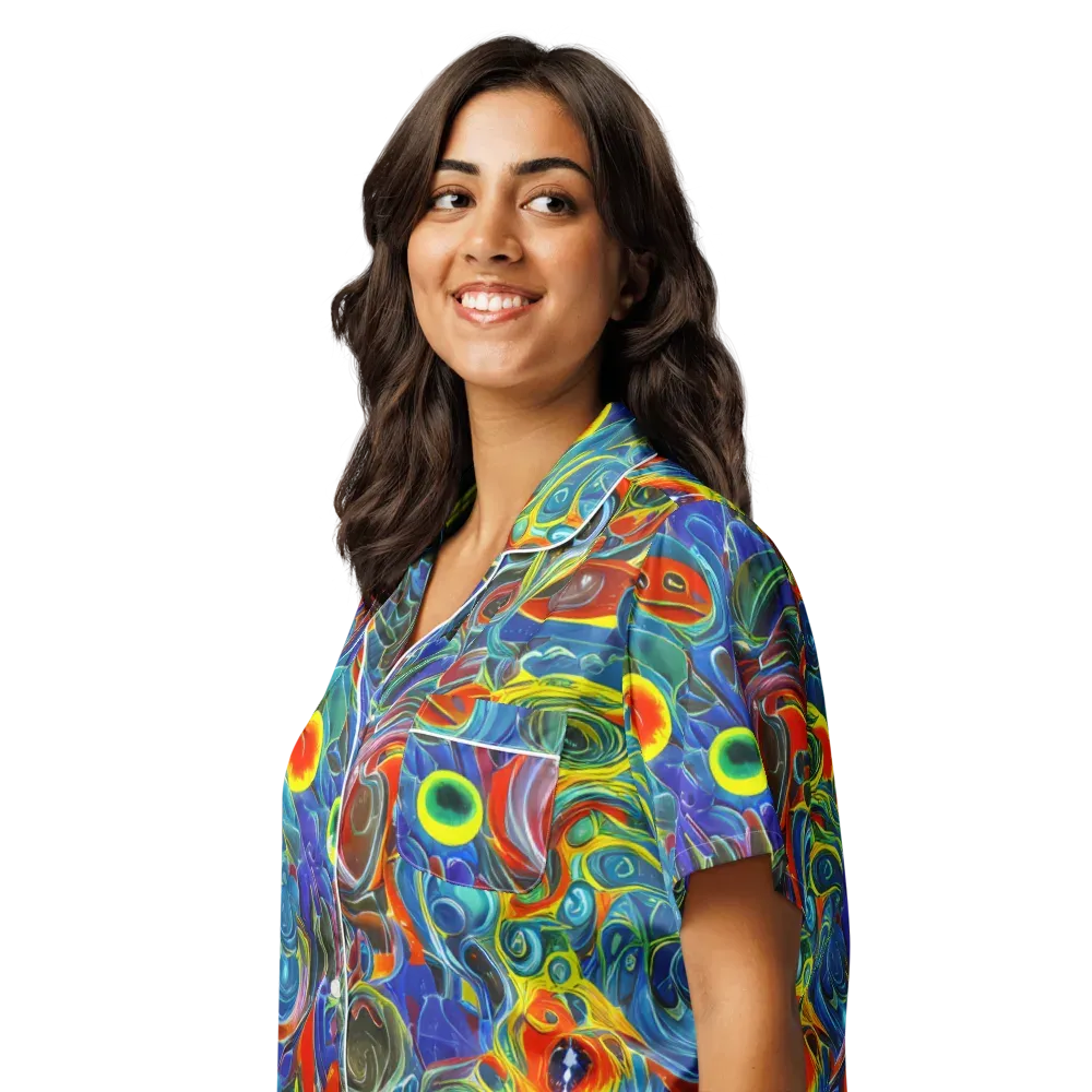 Neon Gyre on Women's Short Sleeve Pajama Top — Left Front