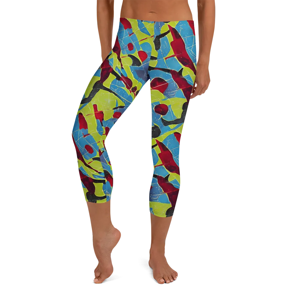 Neon Shatter on Capri Leggings — Front