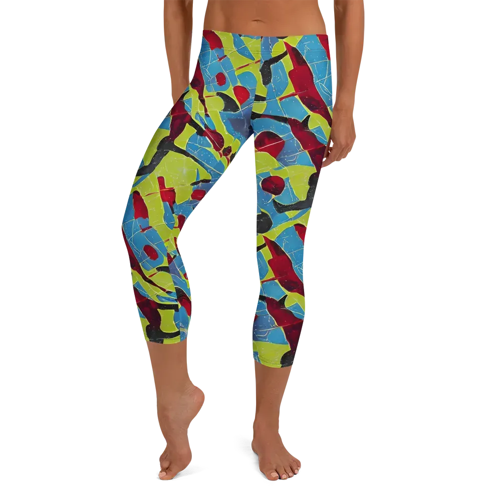 Neon Shatter on Capri Leggings — Front