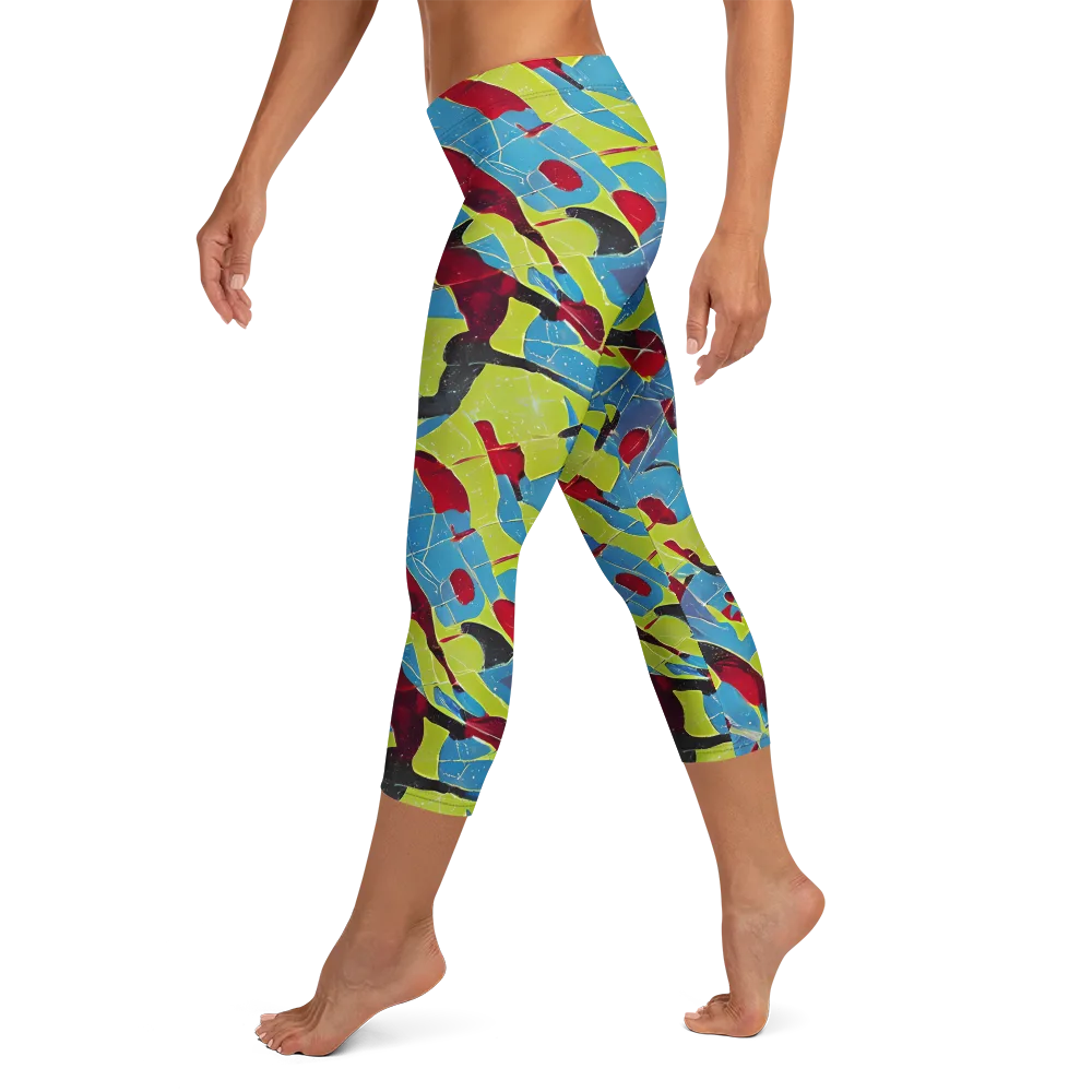 Neon Shatter on Capri Leggings — Left