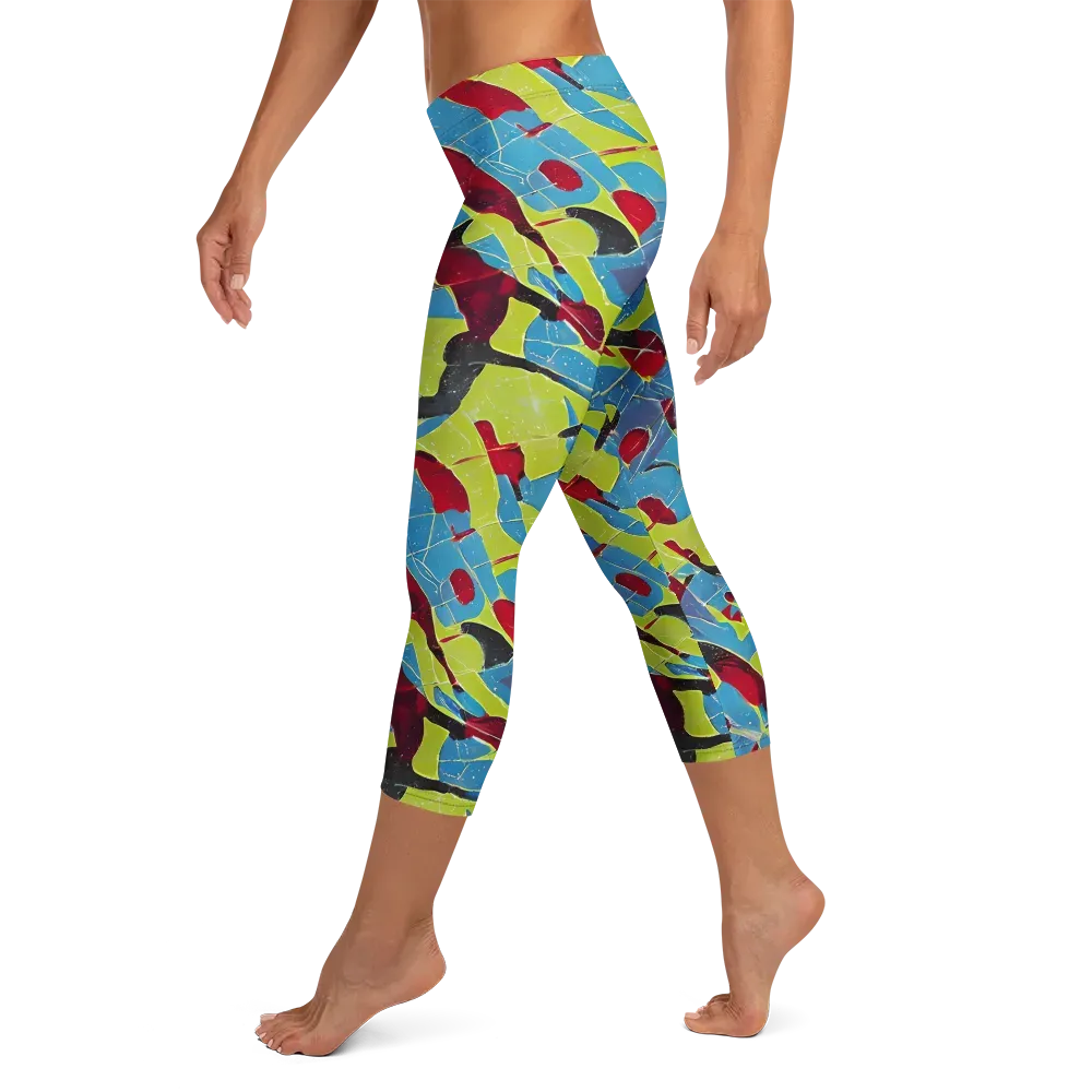 Neon Shatter on Capri Leggings — Left