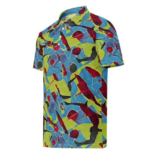 Neon Shatter on a Men's Slim Fit Polo Shirt
