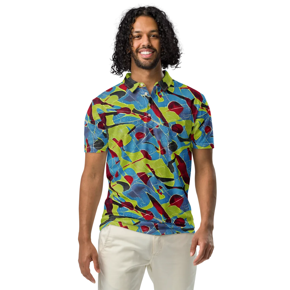 Neon Shatter on Men's Slim Fit Polo Shirt — Front