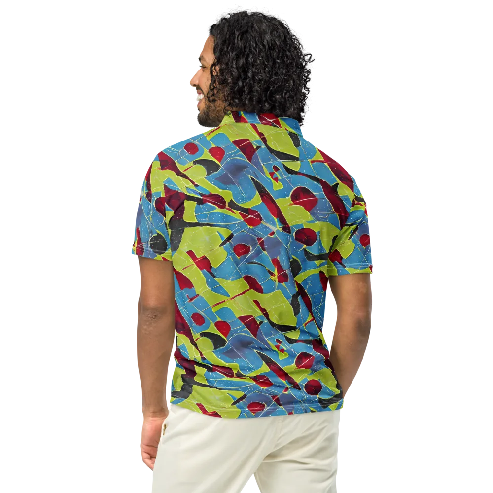 Neon Shatter on Men's Slim Fit Polo Shirt — Back