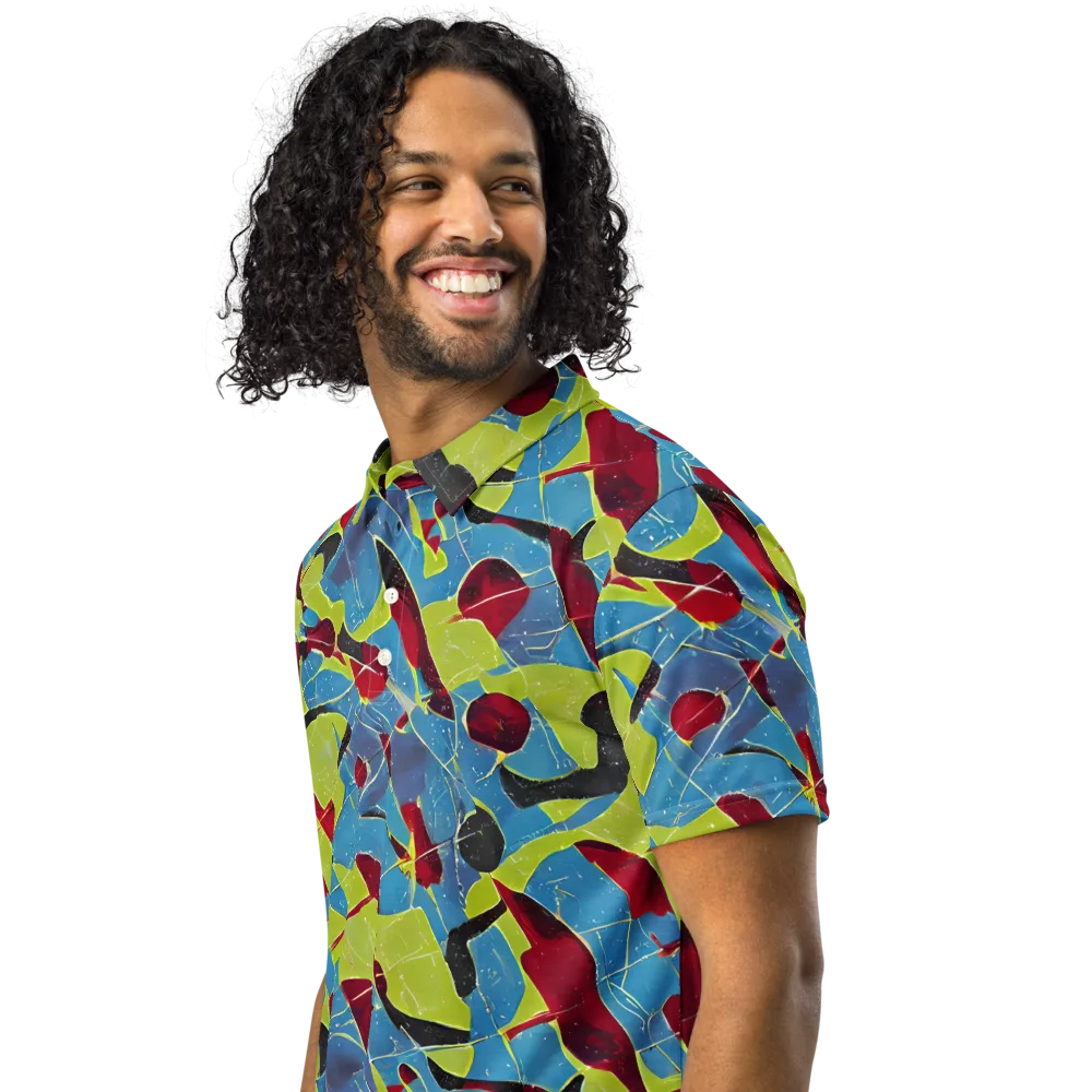Neon Shatter on Men's Slim Fit Polo Shirt — Left Front