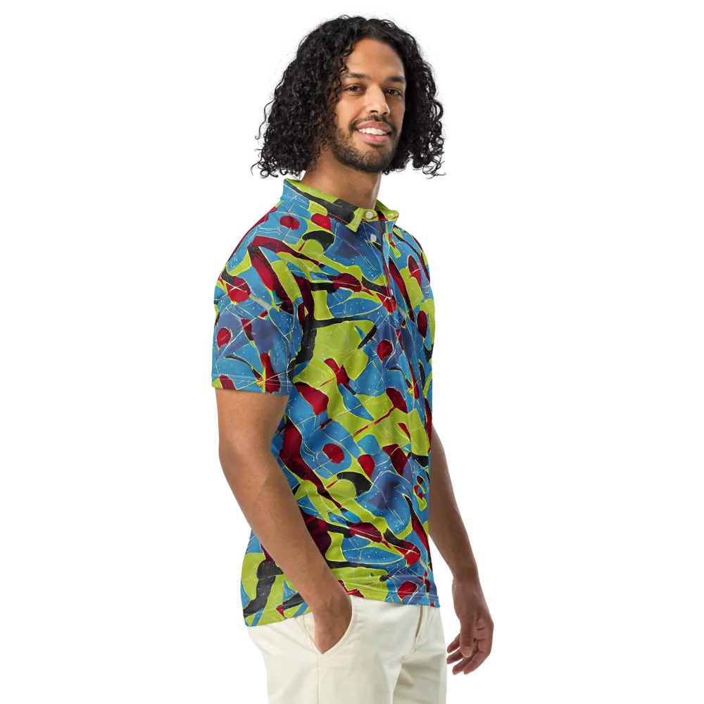 Neon Shatter on Men's Slim Fit Polo Shirt — Right Front
