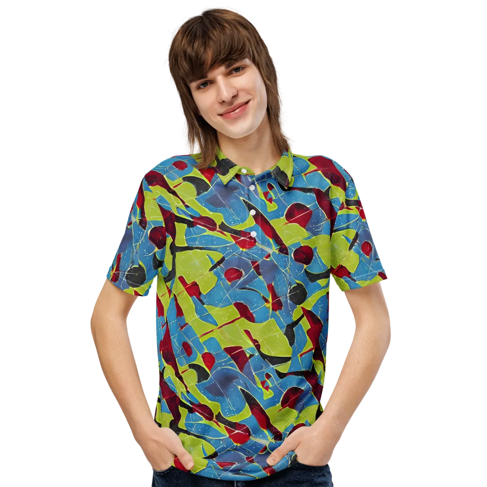 Neon Shatter on Men's Slim Fit Polo Shirt — Front