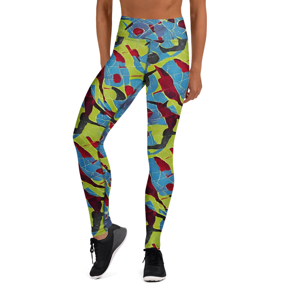 Neon Shatter on Yoga Leggings — Front