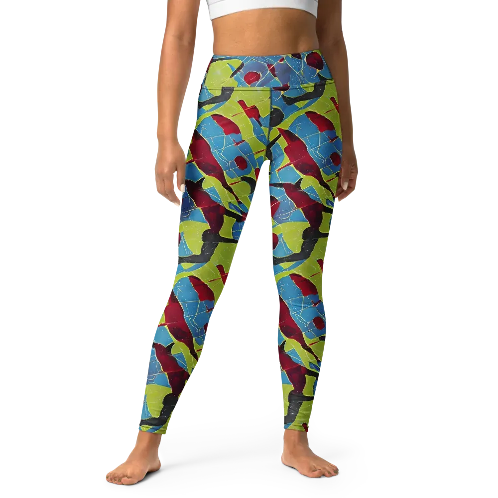Neon Shatter on Yoga Leggings — Front