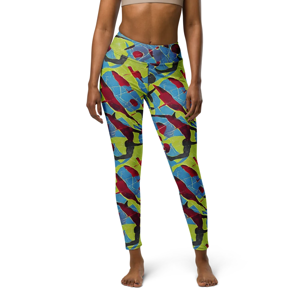 Neon Shatter on Yoga Leggings — Front