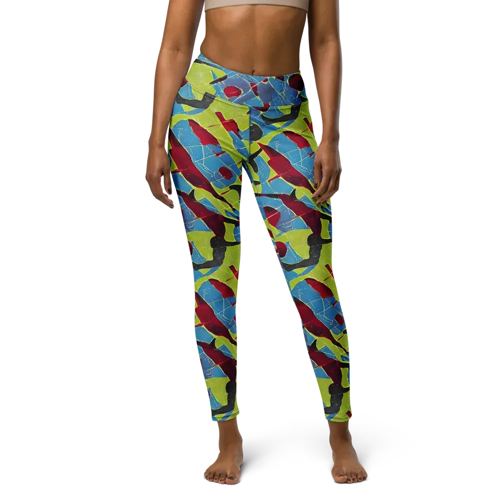 Neon Shatter on Yoga Leggings — Front