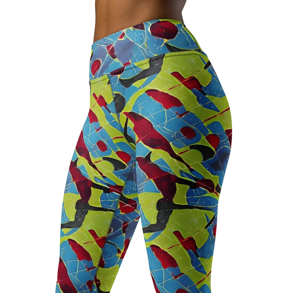 Neon Shatter on Yoga Leggings — Left Front