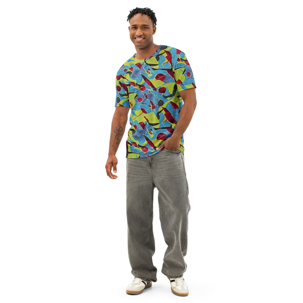 Neon Shatter on Men's Cotton Crew Neck T-Shirt — Front