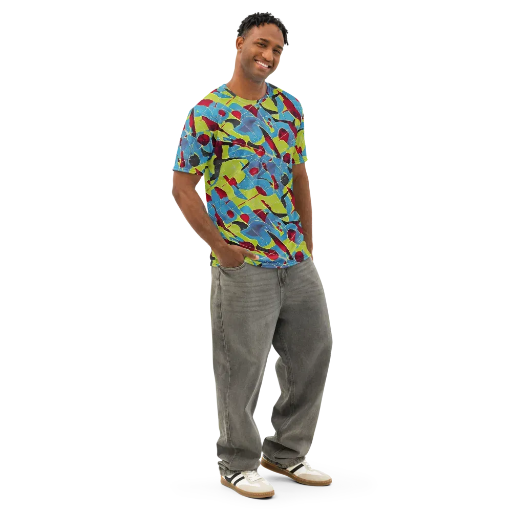 Neon Shatter on Men's Cotton Crew Neck T-Shirt — Right Front